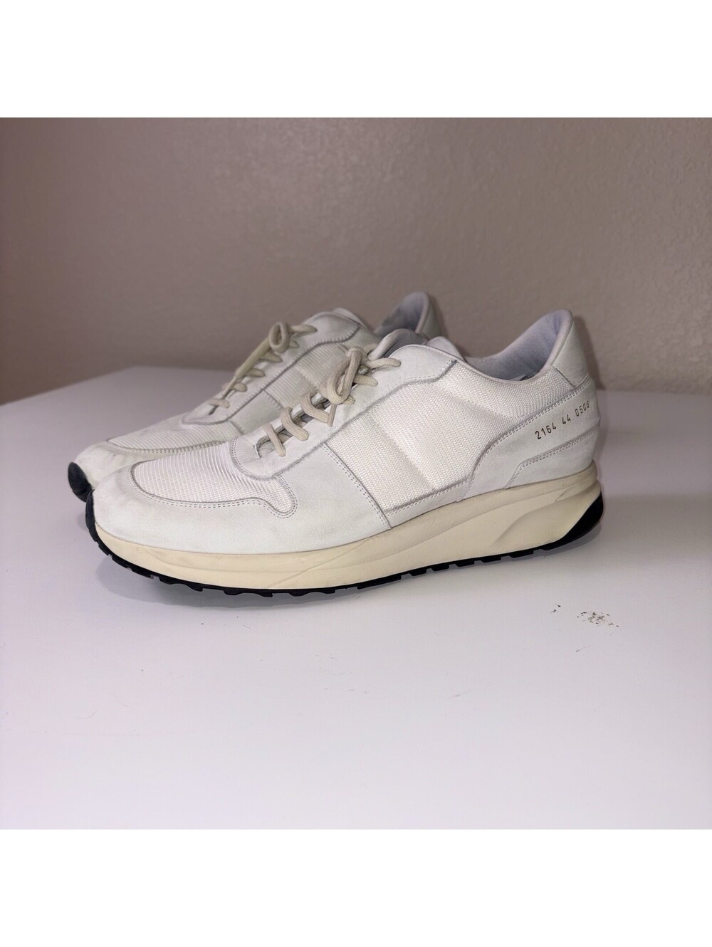 Common Projects Track Vintage Men’s 11 EU 44 White Suede Nylon Sneakers Italy